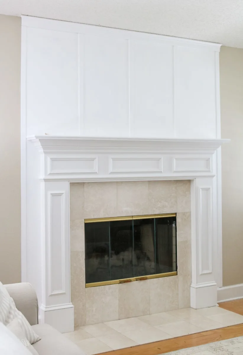 Painted fireplace mantel