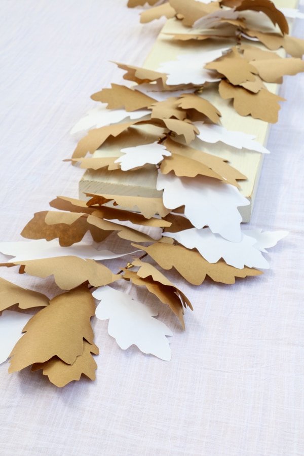 DIY paper leaf garland centerpiece