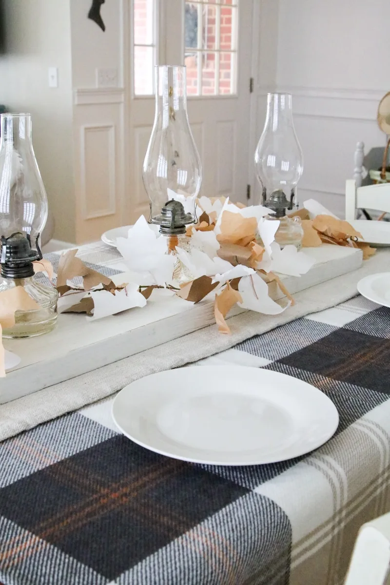 Autumn colored Thanksgiving tablescape