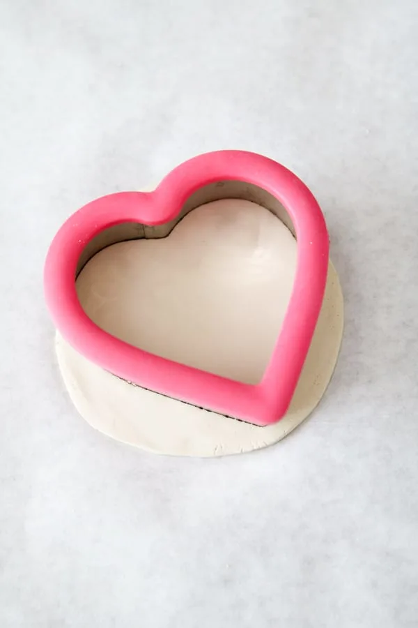 Cookie cutter heart used to cut air dry clay 