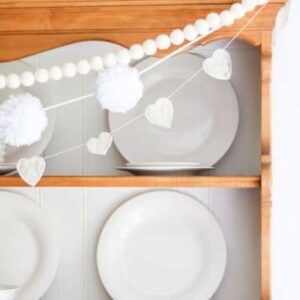 Vintage inspired Valentine heart garland