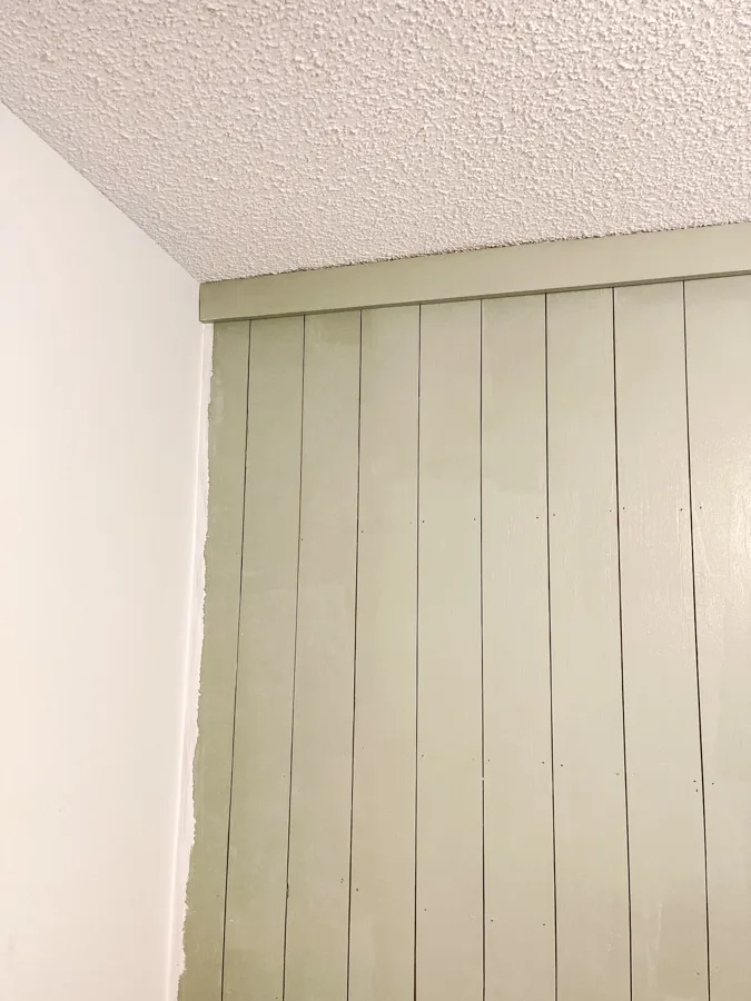 Painting plywood shiplap with Sherwin Williams Escape Gray