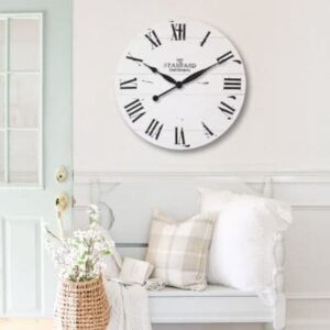 Large farmhouse wall clock in an entryway