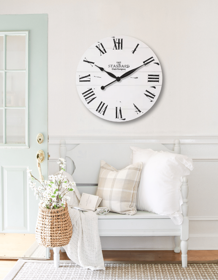 Large wall clock in an entryway