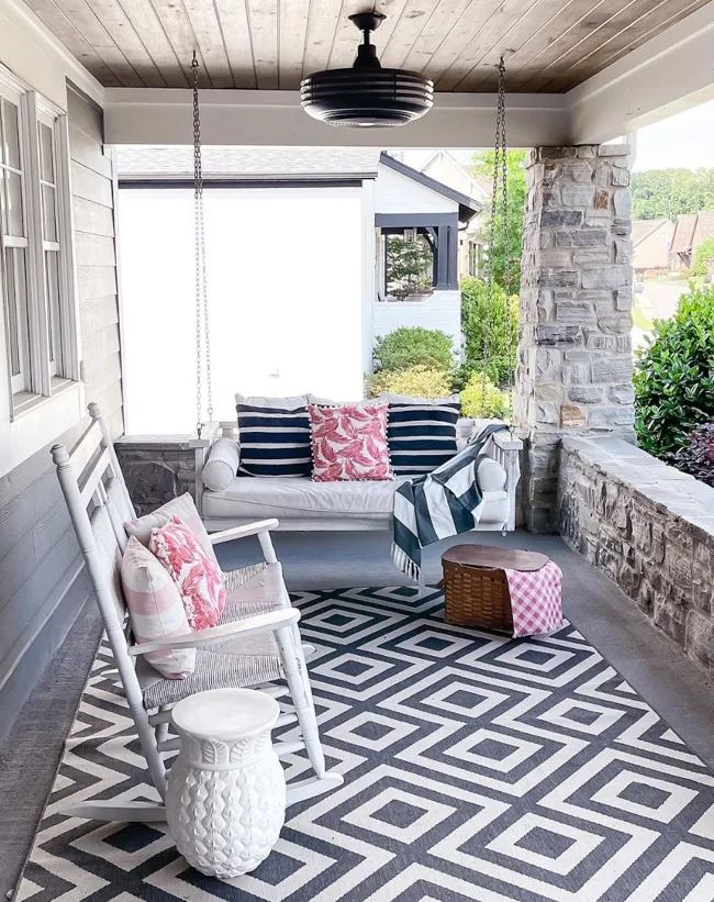 Stained porch ceiling idea