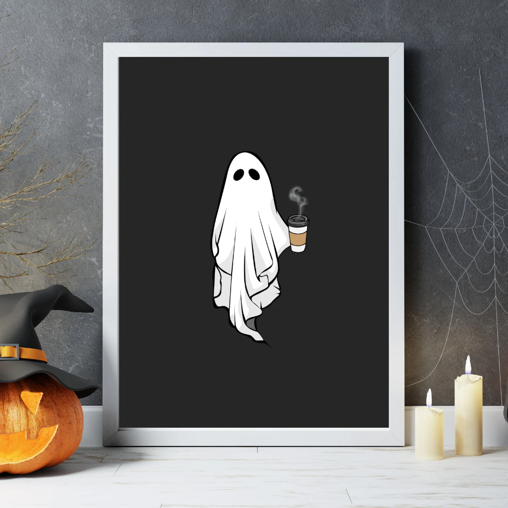 Coffee lovers ghost Halloween printable