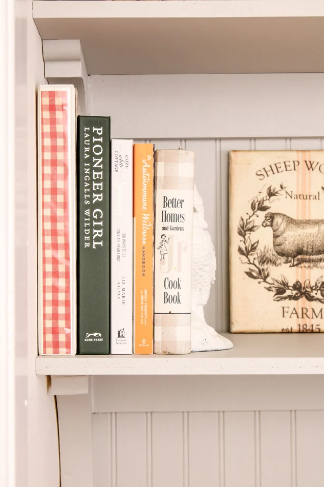 Cook books stored in a pantry