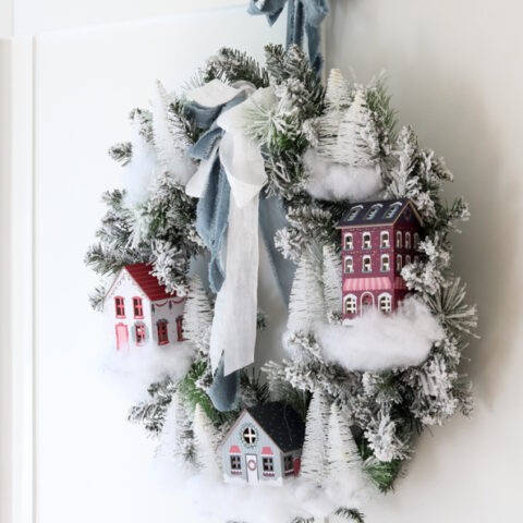 DIY Christmas village wreath