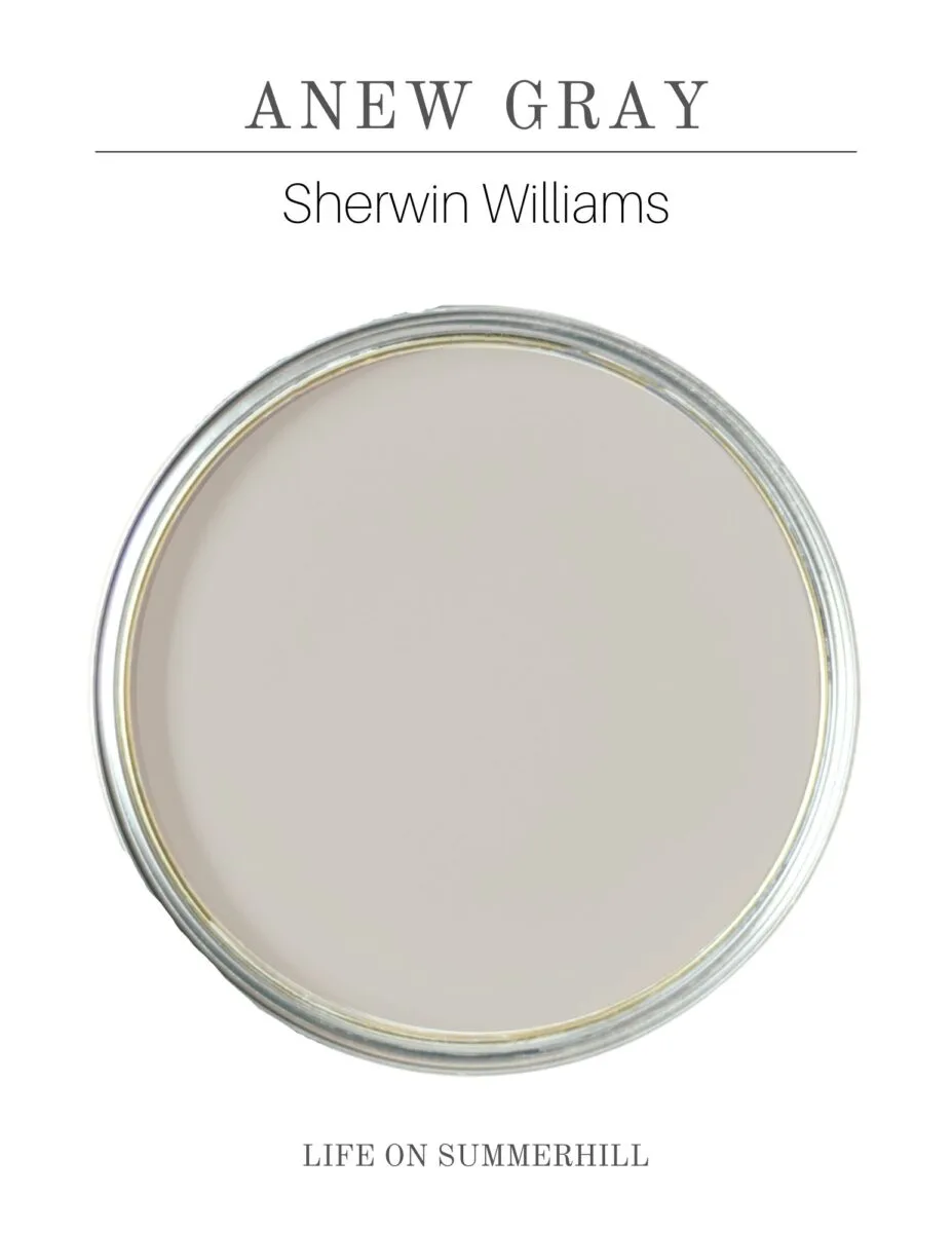 Medium greige paint color called Anew Gray by Sherwin Williams