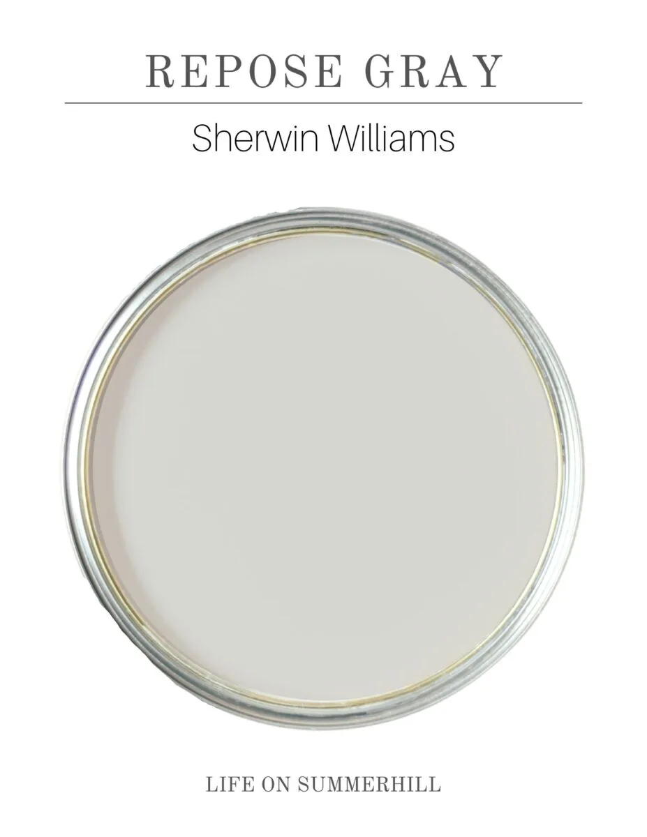 Light to medium griege paint color called Repose gray by Sherwin Williams
