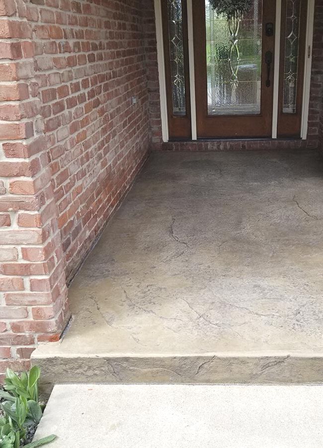 Textured concrete on a front porch