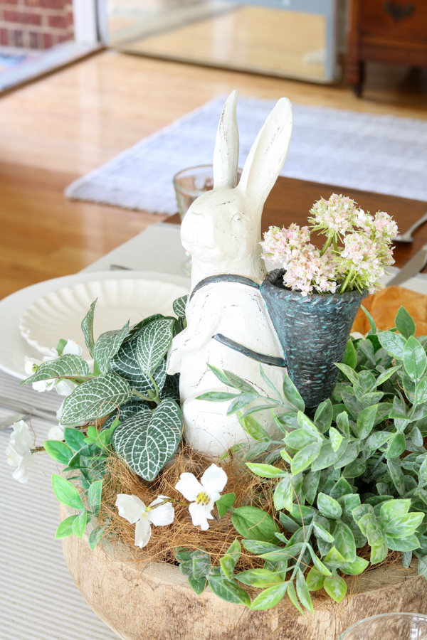 Easter bunny with basket centerpiece decoration