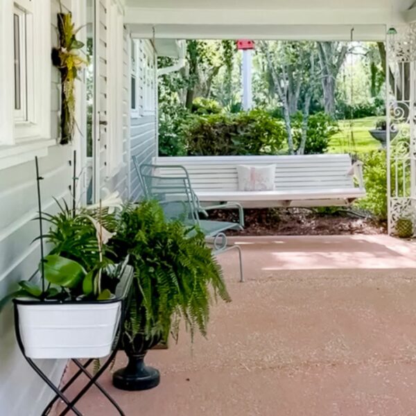 Stamped concrete porch idea - pink textured concrete