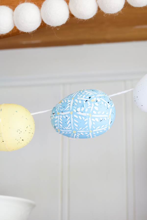 Hand painted plastic Easter egg design for a garland