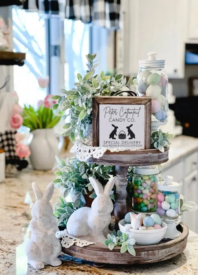 Easter tiered tray decor
