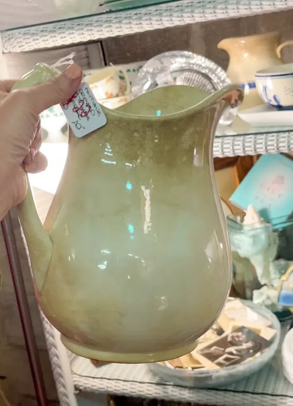 Ironstone pottery pitcher off white color
