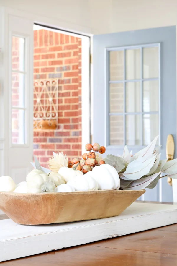 Pumpkin dough bowl centerpiece for fall