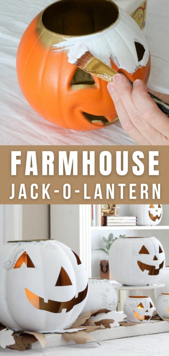 Farmhouse jack o lantern diy decoration using chalk paint