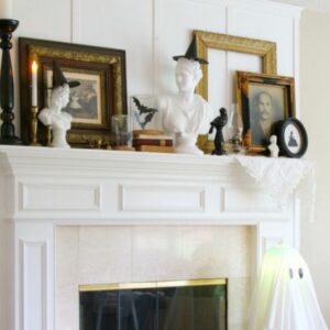 Classy halloween decor in a black and white color scheme