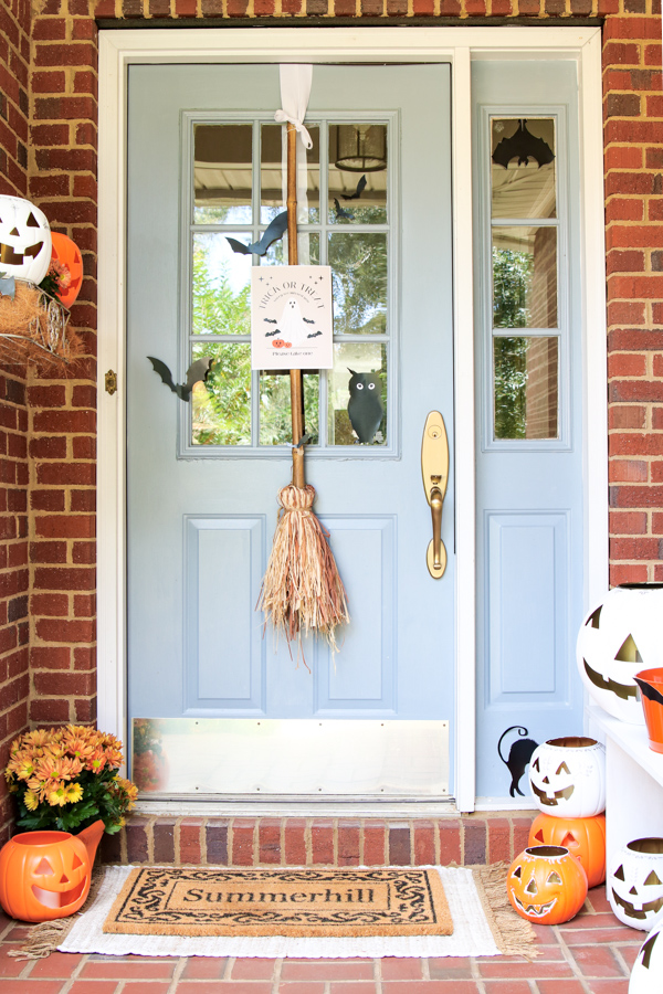 Halloween porch decor with printable bat templates