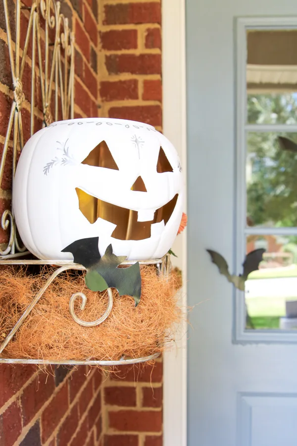 Bat silhouettes  from a printable bat template on a halloween front porch ideas
