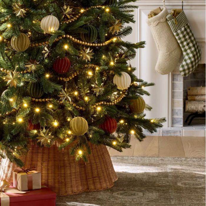 Christmas tree base idea. Basket scalloped tree collar