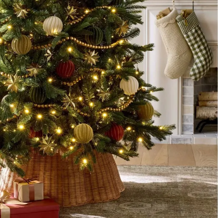 Christmas tree base idea. Basket scalloped tree collar