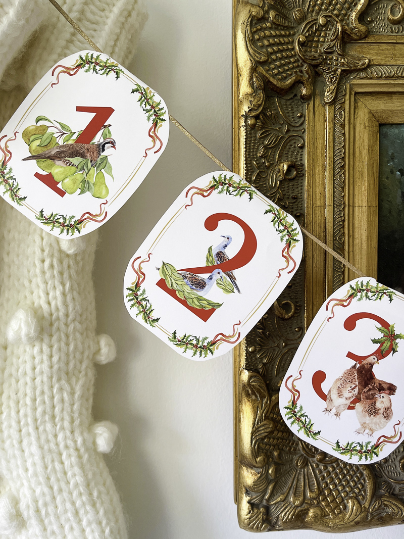 12 Days of Christmas Garland printable craft decoration