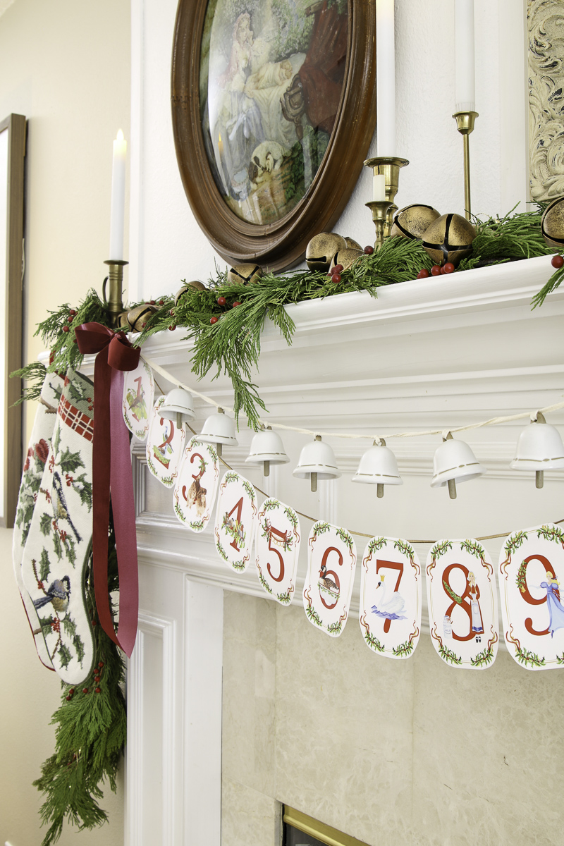 12 Days of Christmas fireplace mantel decoration