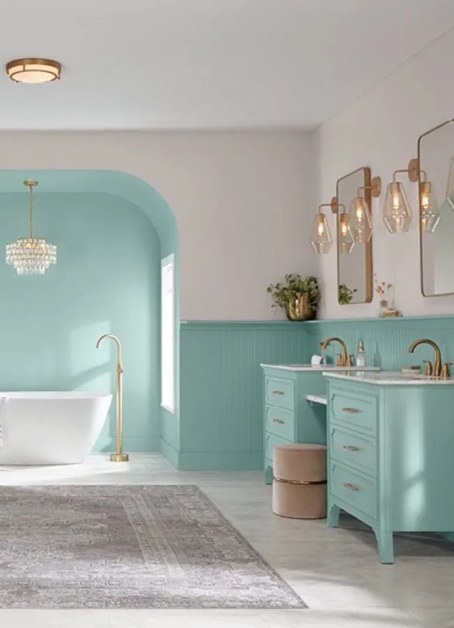 2024 Valspar paint color of the year renew blue painting in a bathroom