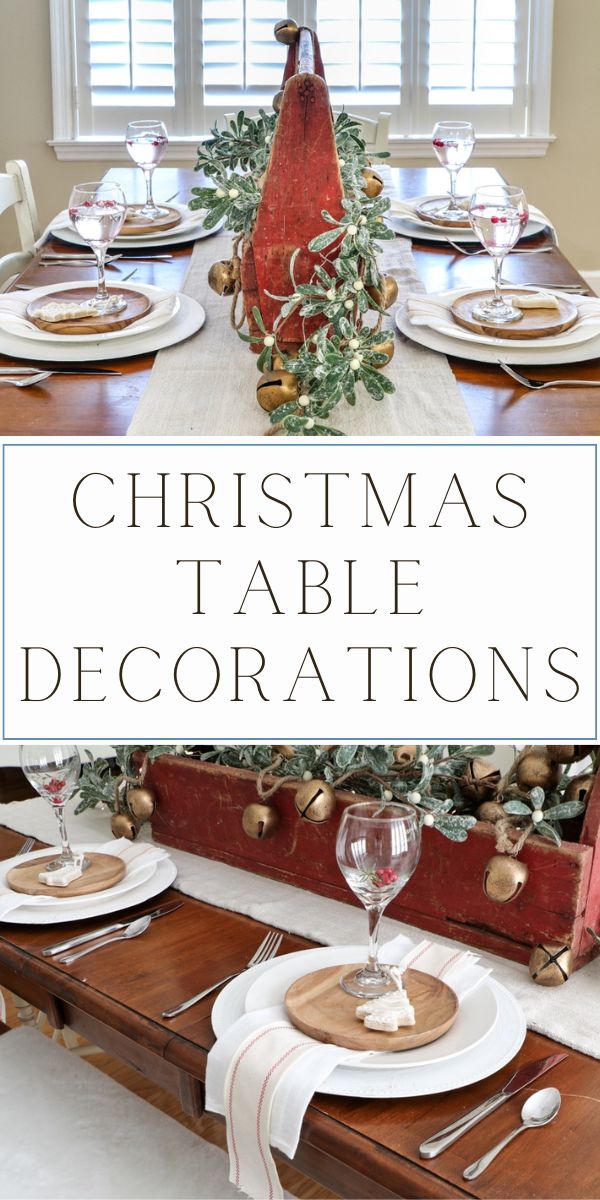 Decorating a table for Christmas with vintage decorations