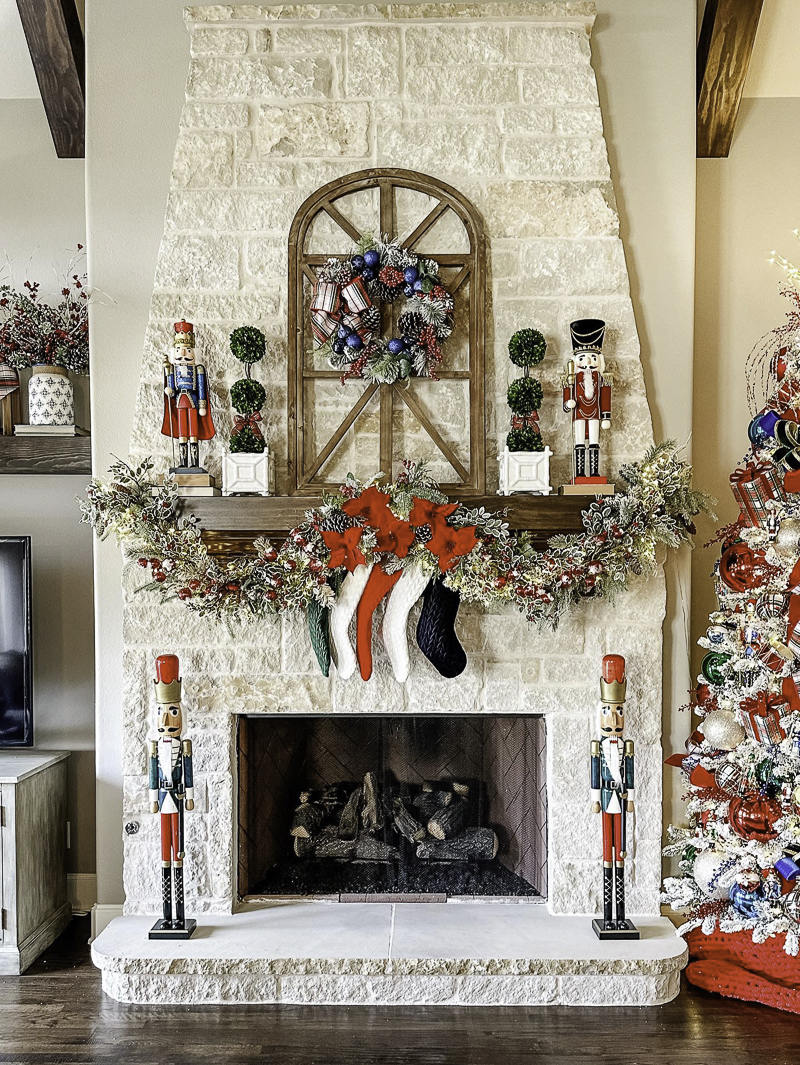 Decorating your mantel with Nutcrackers for Christmas