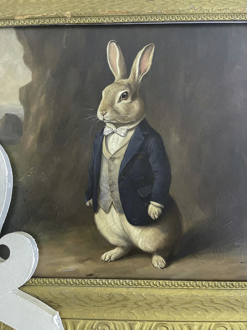 Victorian cottagecore rabbit art of bunny in clothes