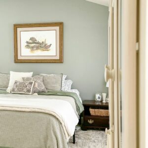 Sherwin Williams Escape Gray on bedroom walls