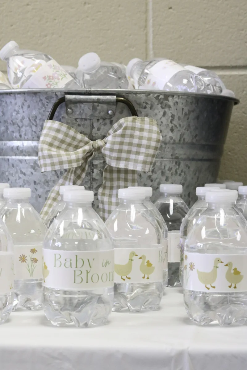 Floral baby shower water bottles