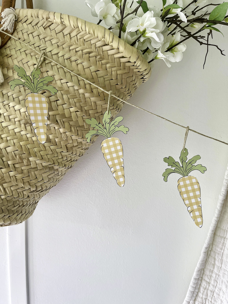 Gingham carrot garland printable craft party decoration