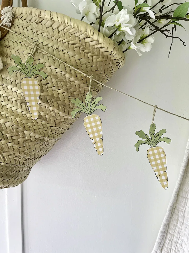 Gingham carrot garland printable craft party decoration