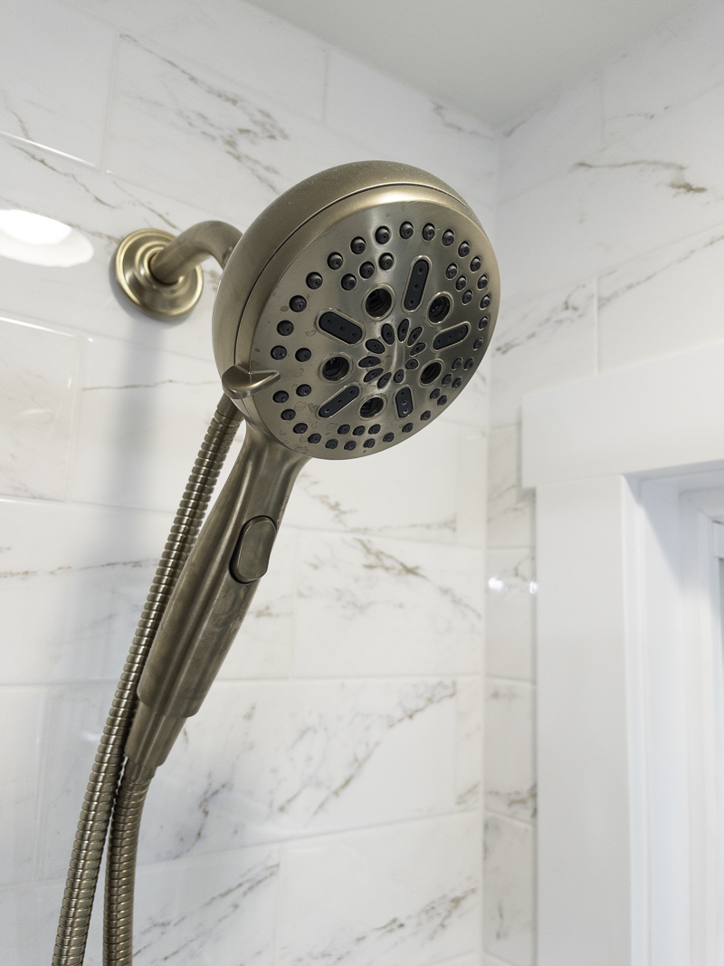 Shower head in a guest bathroom design