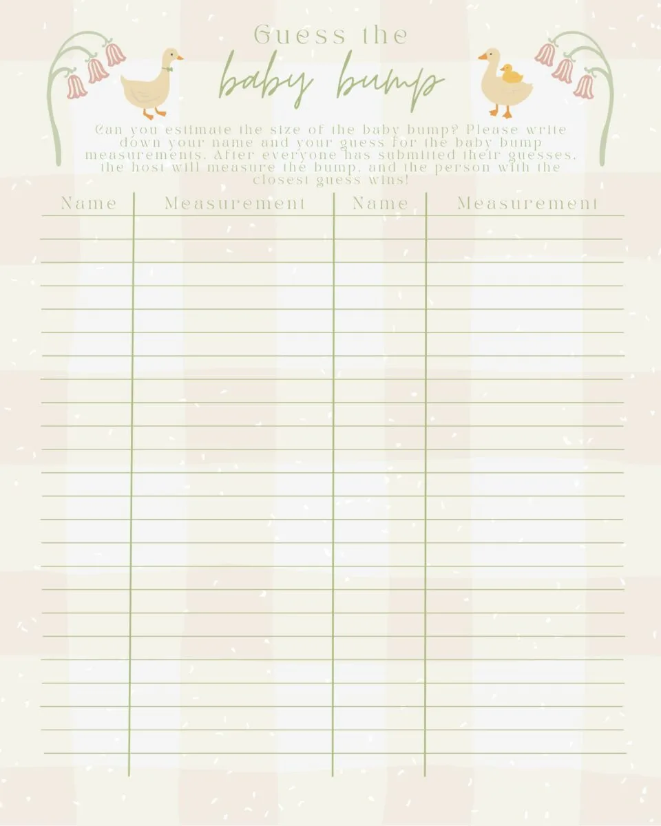 Floral baby shower game