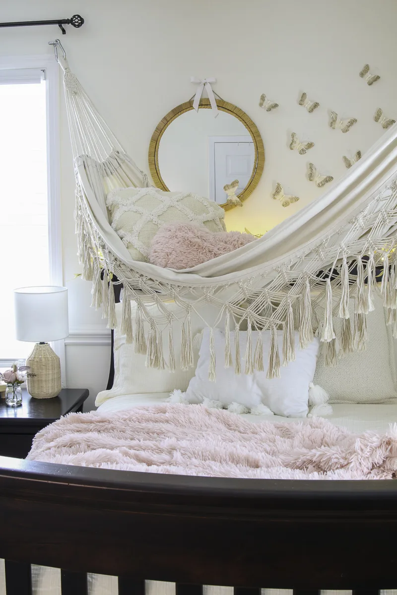 Preteen boho bedroom with hammock over bed