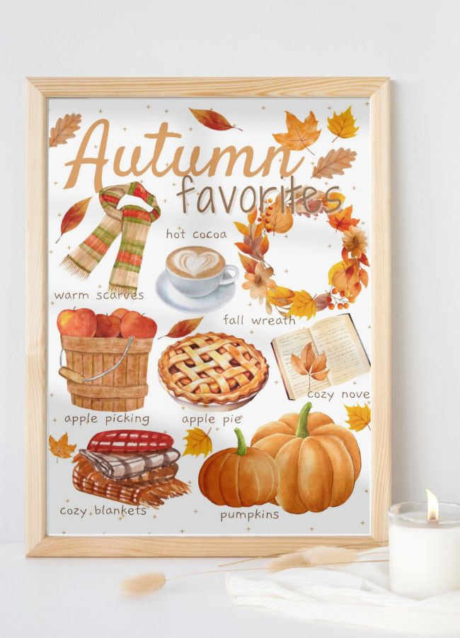 Watercolor autumn favorites watercolor free printable
