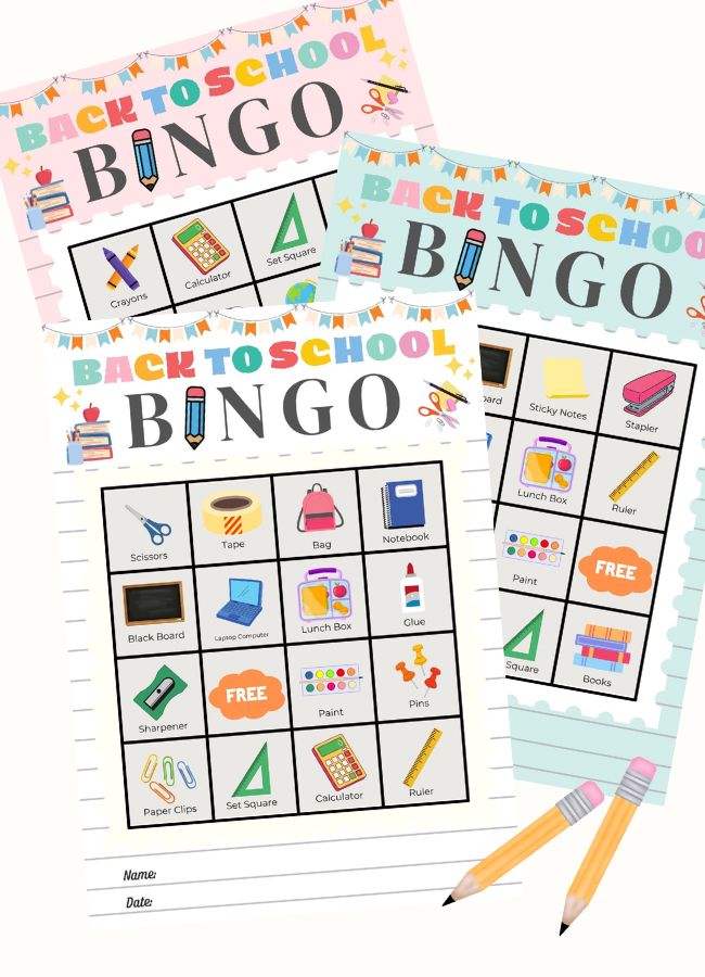 Back to school bingo printable game