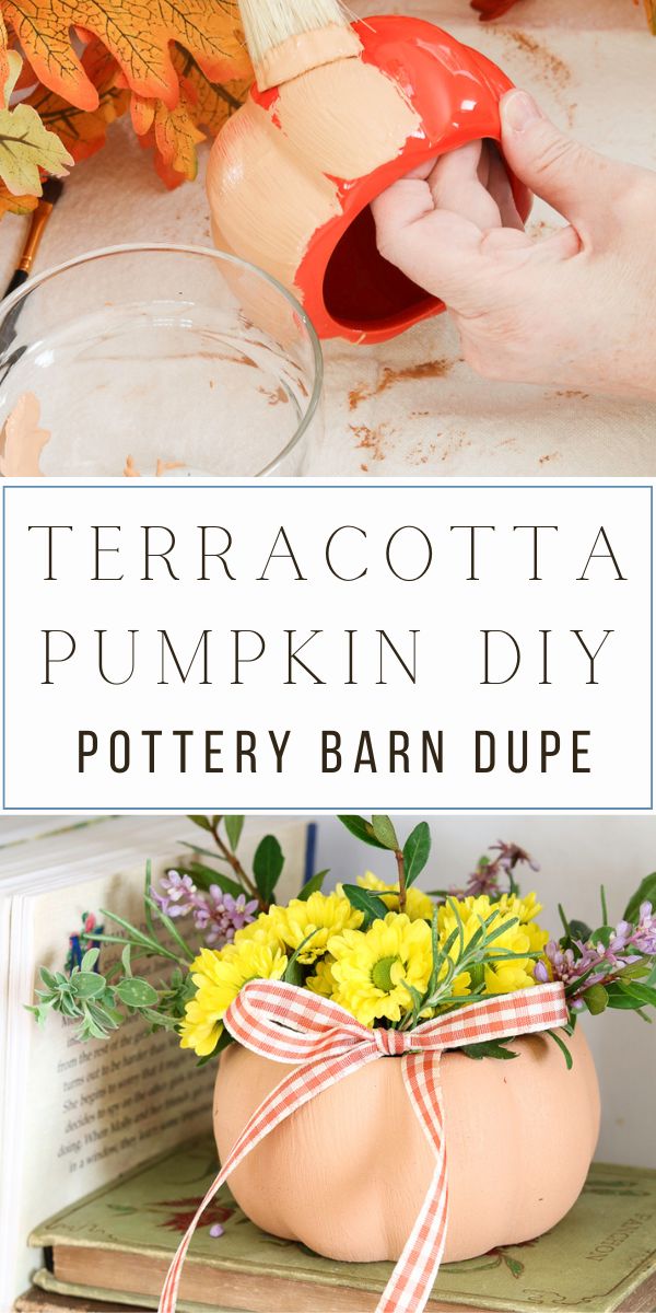 Terracotta pumpkin diy pottery barn dupe