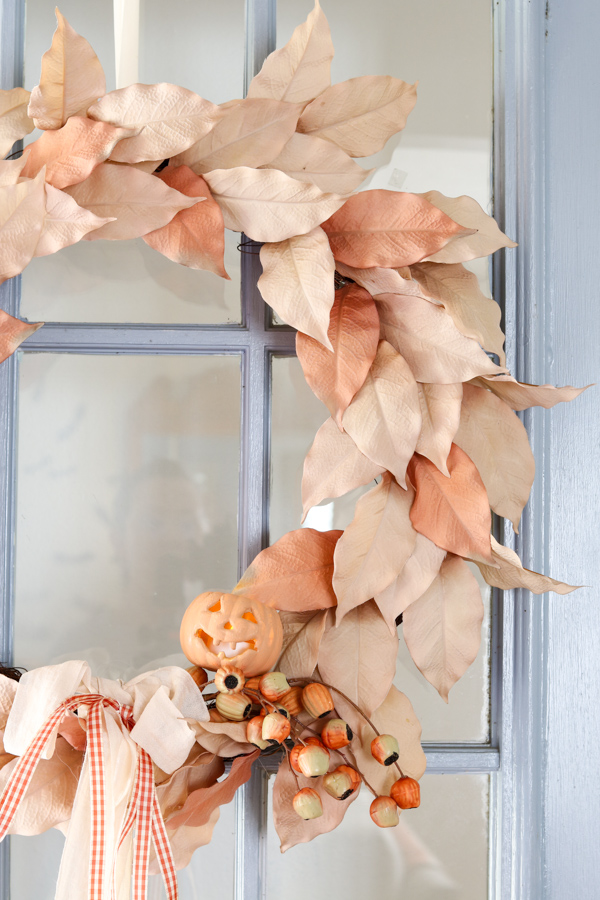 Jack o lantern wreath for Halloween