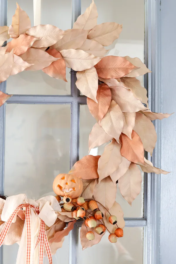 Jack o lantern wreath for Halloween