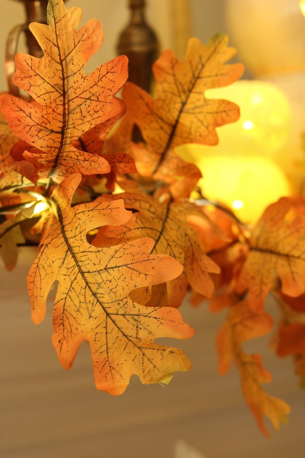 Fall leaf lighted garland for halloween decoration