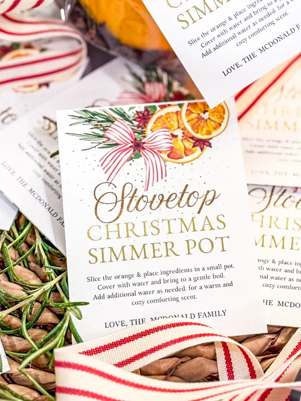 Editable stovetop Christmas simmer pot tag printable