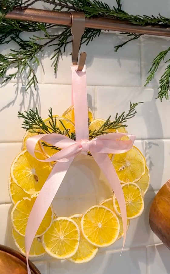 Dried orange slices put together to make a wreath