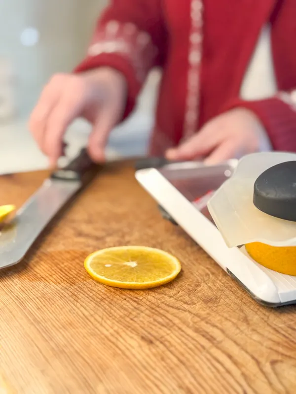 use the mandoline to make thin slices