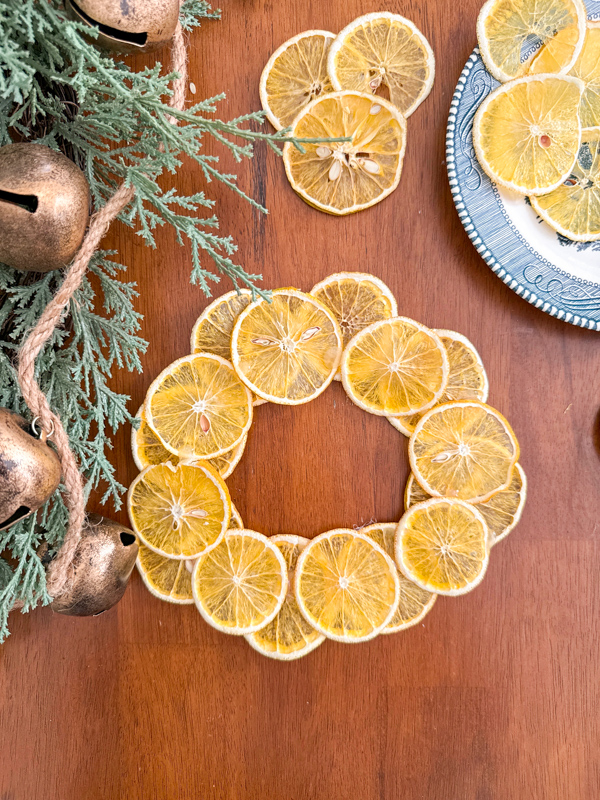 dried orange slice wreath glued together